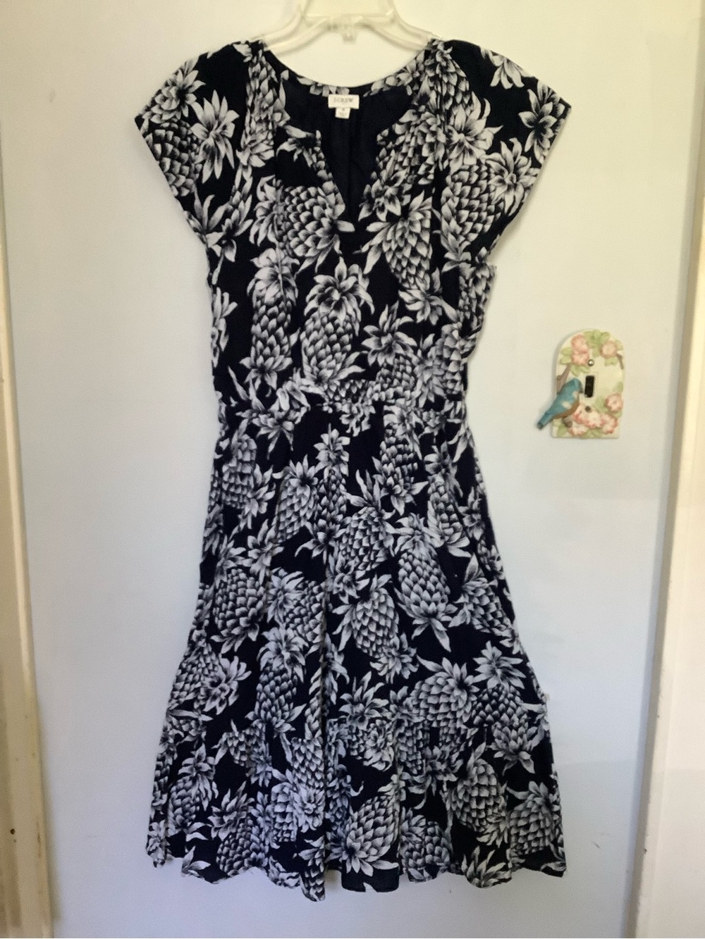 J. Crew Black and White Floral Midi Dress